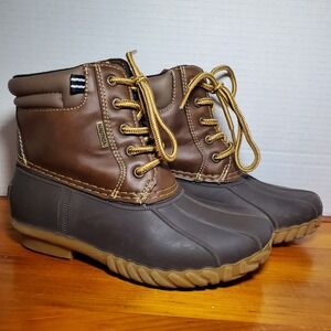 Nautica Waterproof Duck Boots Youth 1 Channing Brown Faux Leather Round Toe Kids